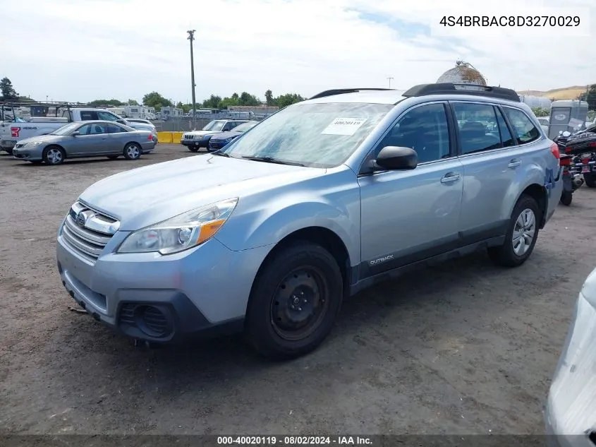 2013 Subaru Outback 2.5I VIN: 4S4BRBAC8D3270029 Lot: 40020119