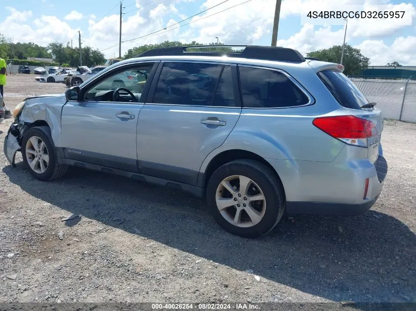 2013 Subaru Outback 2.5I Premium VIN: 4S4BRBCC6D3265957 Lot: 40026254