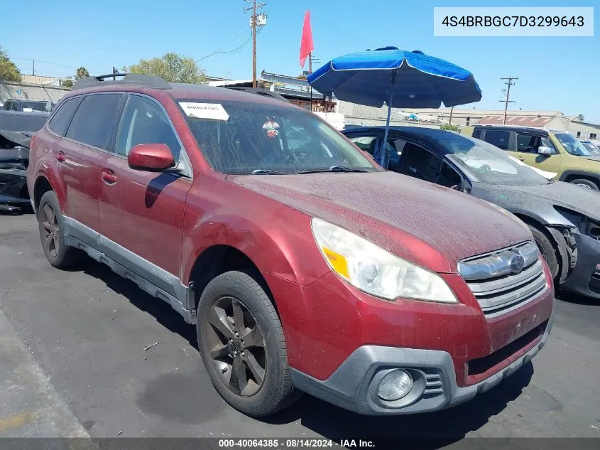 2013 Subaru Outback 2.5I Premium VIN: 4S4BRBGC7D3299643 Lot: 40064385