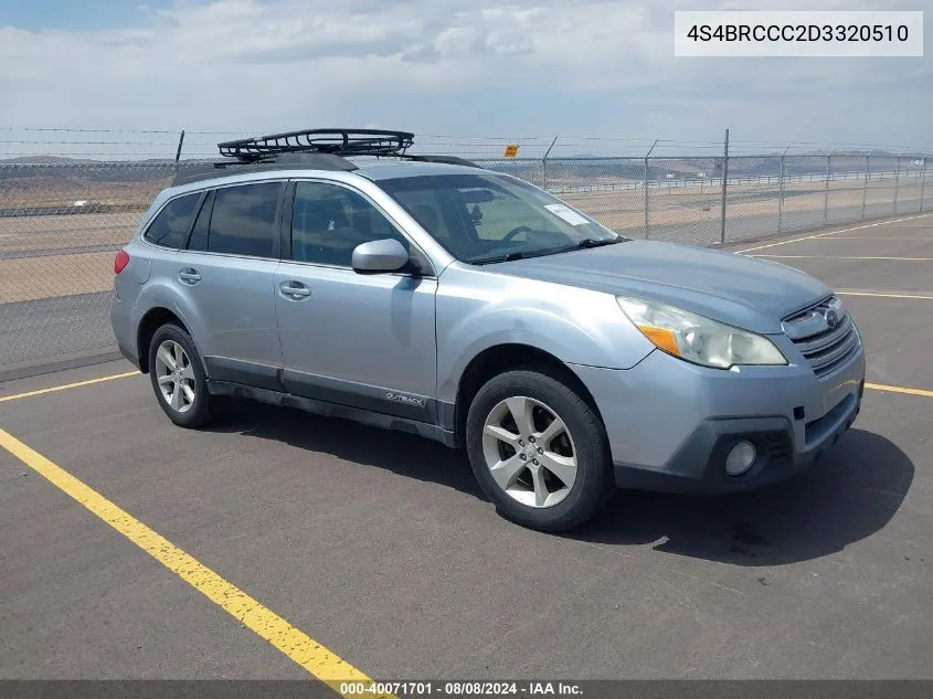 2013 Subaru Outback 2.5I Premium VIN: 4S4BRCCC2D3320510 Lot: 40071701