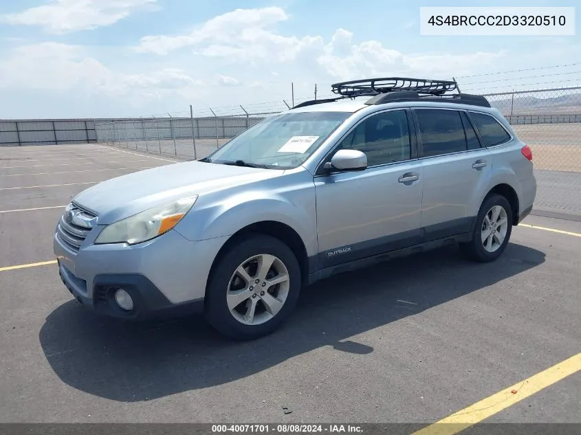 2013 Subaru Outback 2.5I Premium VIN: 4S4BRCCC2D3320510 Lot: 40071701