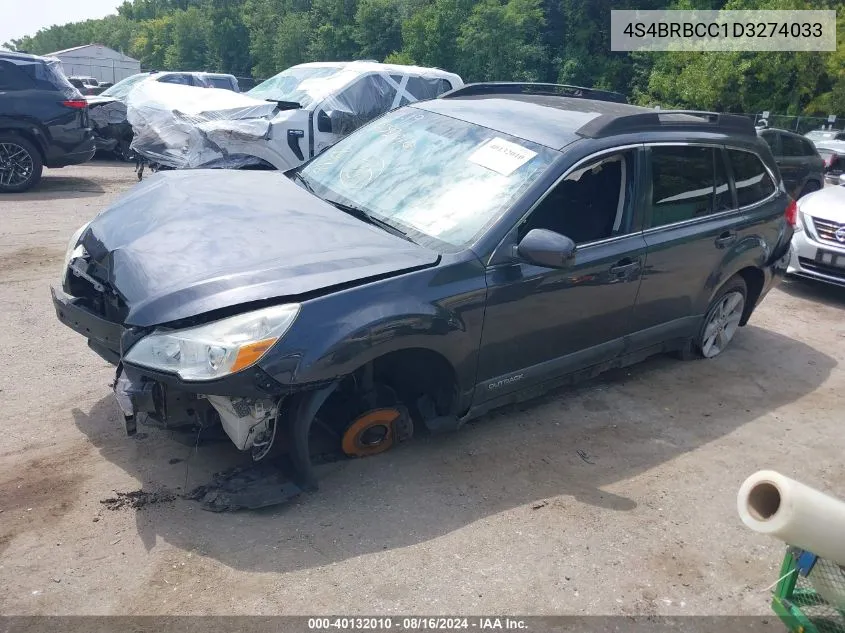 2013 Subaru Outback 2.5I Premium VIN: 4S4BRBCC1D3274033 Lot: 40132010