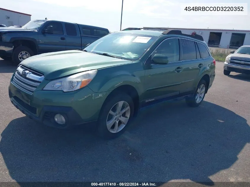 2013 Subaru Outback 2.5I Premium VIN: 4S4BRBCC0D3220352 Lot: 40177410