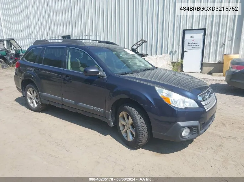 2013 Subaru Outback 2.5I Premium VIN: 4S4BRBGCXD3215752 Lot: 40205178