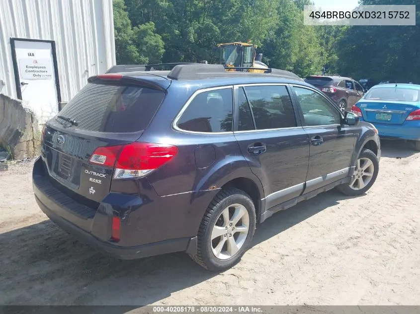 2013 Subaru Outback 2.5I Premium VIN: 4S4BRBGCXD3215752 Lot: 40205178