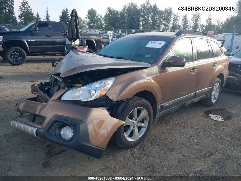 2013 Subaru Outback 2.5I Limited VIN: 4S4BRBKC2D3200346 Lot: 40261082