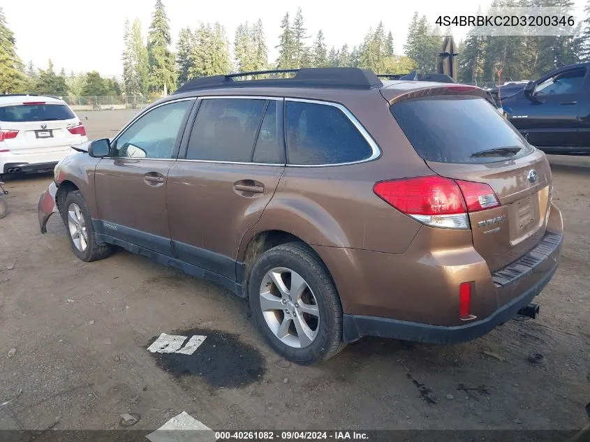 2013 Subaru Outback 2.5I Limited VIN: 4S4BRBKC2D3200346 Lot: 40261082