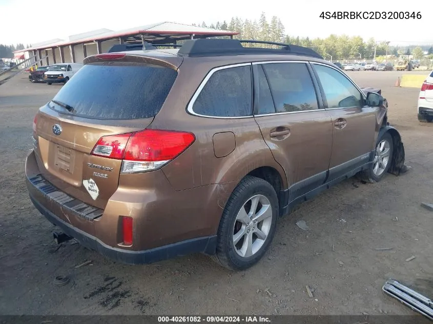 2013 Subaru Outback 2.5I Limited VIN: 4S4BRBKC2D3200346 Lot: 40261082