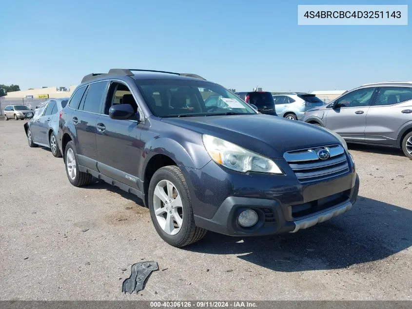 2013 Subaru Outback 2.5I Premium VIN: 4S4BRCBC4D3251143 Lot: 40306126