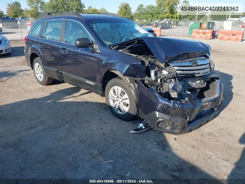 2013 Subaru Outback 2.5I VIN: 4S4BRBAC4D3243362 Lot: 40319896