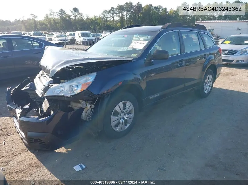 2013 Subaru Outback 2.5I VIN: 4S4BRBAC4D3243362 Lot: 40319896