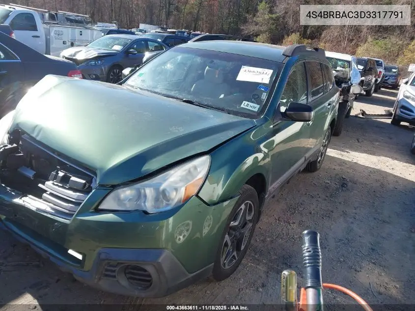 4S4BRBAC3D3317791 2013 Subaru Outback 2.5I