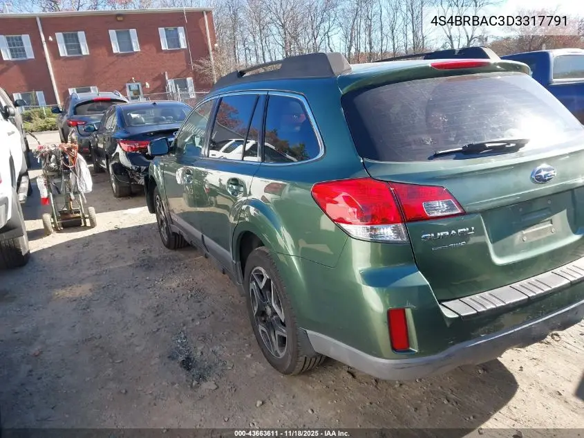 4S4BRBAC3D3317791 2013 Subaru Outback 2.5I
