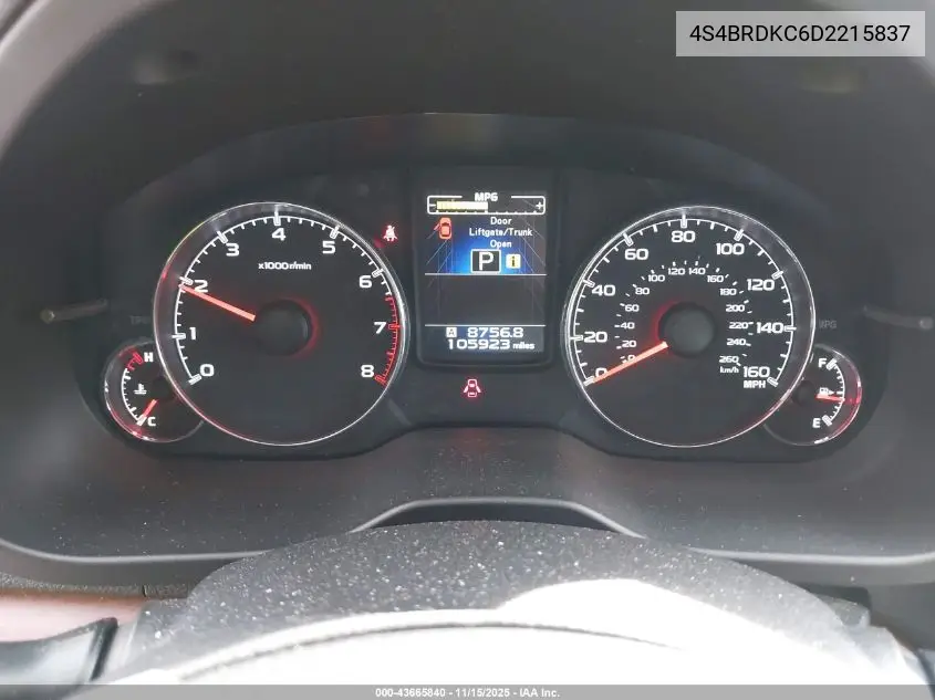 4S4BRDKC6D2215837 2013 Subaru Outback 3.6R Limited