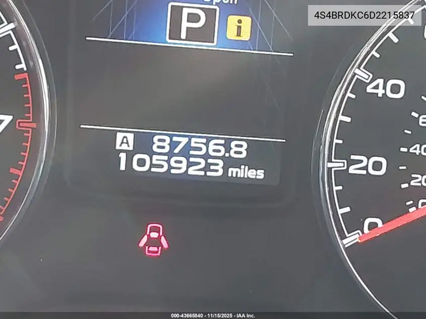 4S4BRDKC6D2215837 2013 Subaru Outback 3.6R Limited
