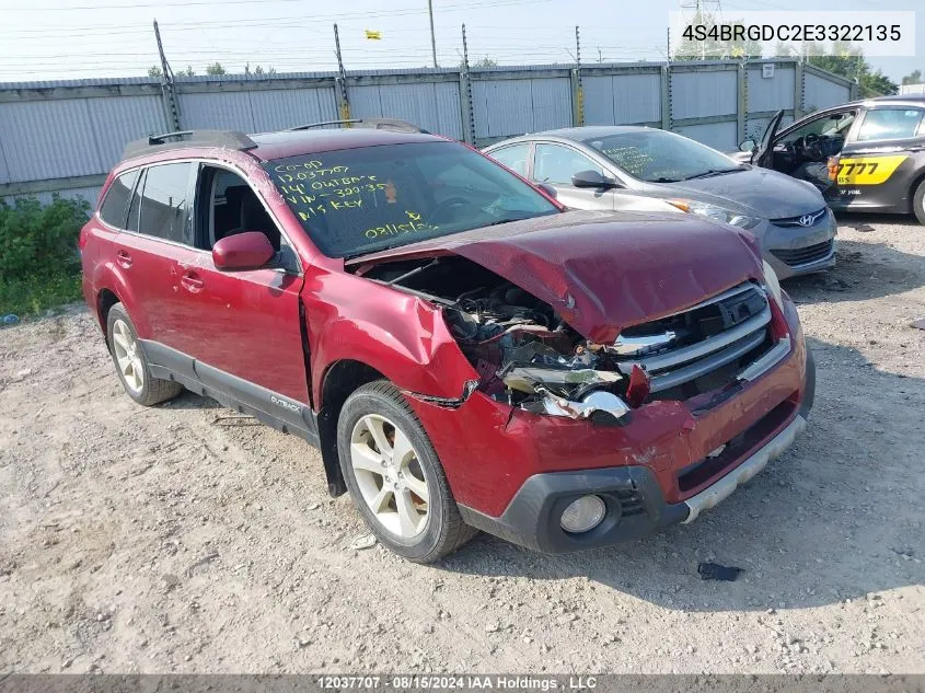 2014 Subaru Outback 2.5I Premium VIN: 4S4BRGDC2E3322135 Lot: 12037707