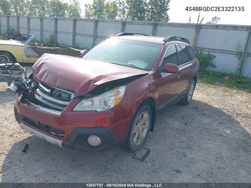 2014 Subaru Outback 2.5I Premium VIN: 4S4BRGDC2E3322135 Lot: 12037707