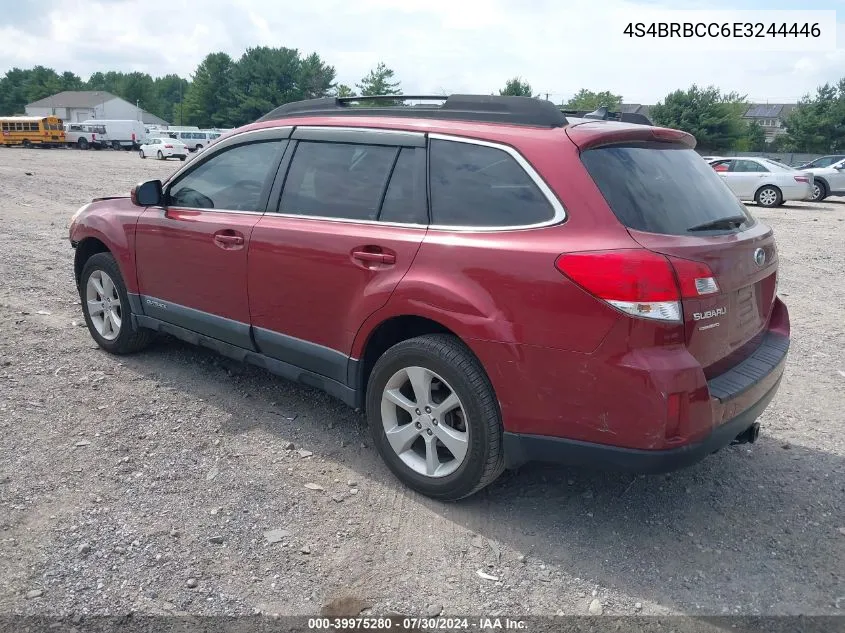 2014 Subaru Outback 2.5I Premium VIN: 4S4BRBCC6E3244446 Lot: 39975280