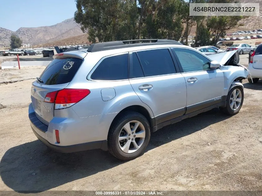 2014 Subaru Outback 3.6R Limited VIN: 4S4BRDNC2E2221227 Lot: 39995331