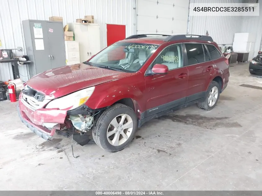 2014 Subaru Outback 2.5I Premium VIN: 4S4BRCDC3E3285511 Lot: 40006498