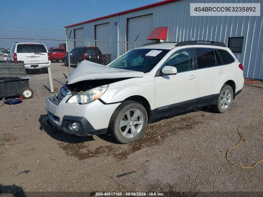 2014 Subaru Outback 2.5I Premium VIN: 4S4BRCCC9E3235892 Lot: 40017165