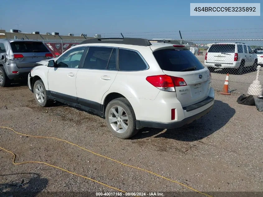 2014 Subaru Outback 2.5I Premium VIN: 4S4BRCCC9E3235892 Lot: 40017165