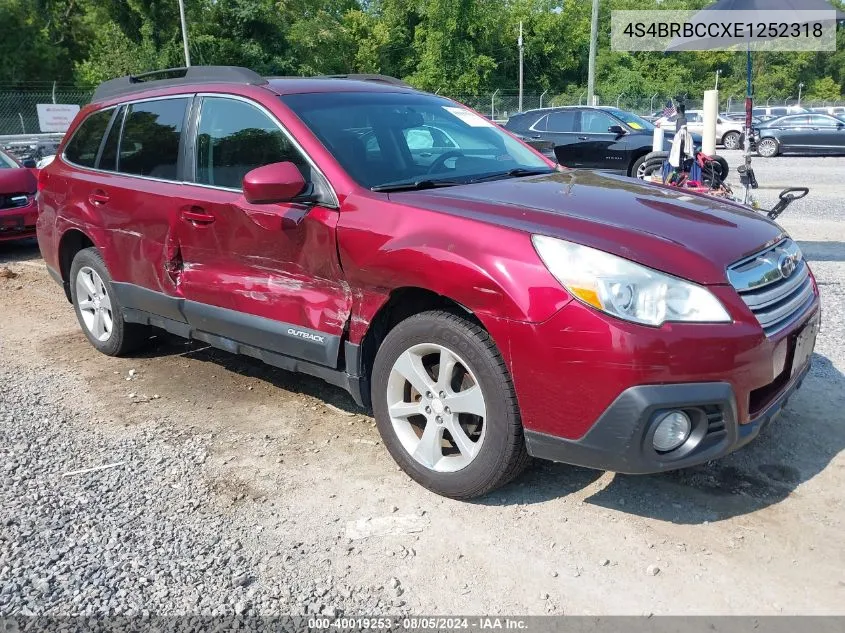 2014 Subaru Outback 2.5I Premium VIN: 4S4BRBCCXE1252318 Lot: 40019253