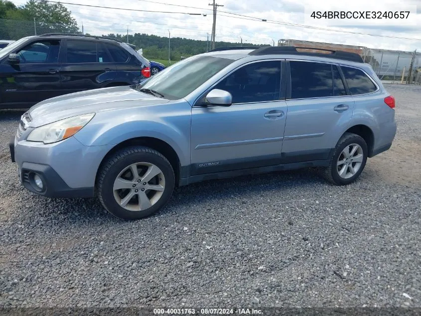 2014 Subaru Outback 2.5I Premium VIN: 4S4BRBCCXE3240657 Lot: 40031763