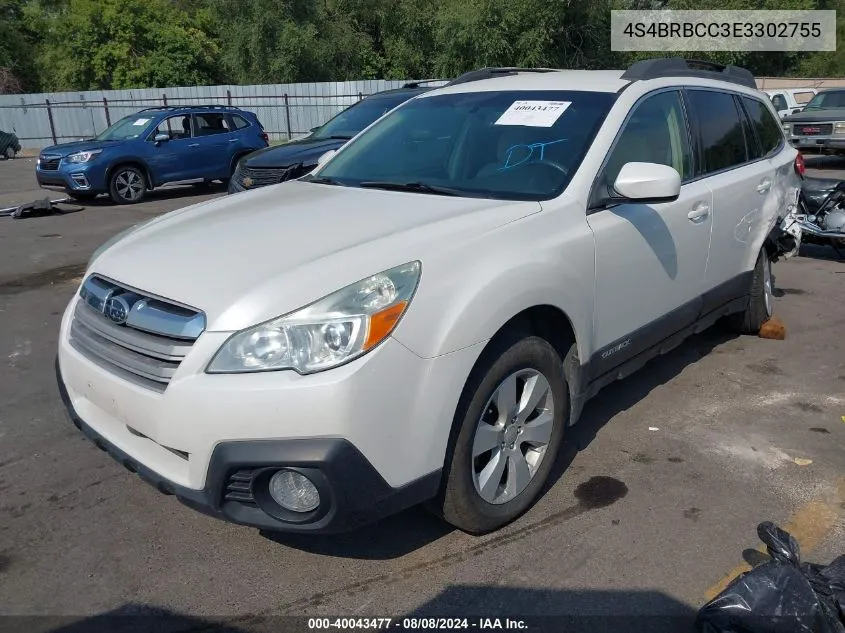 2014 Subaru Outback 2.5I Premium VIN: 4S4BRBCC3E3302755 Lot: 40043477