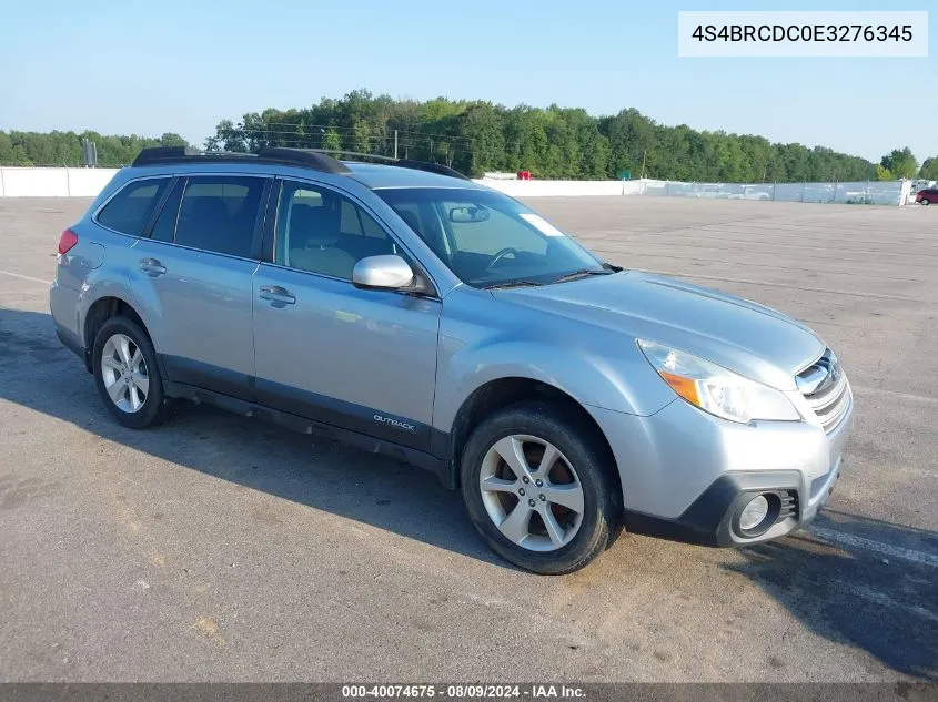 2014 Subaru Outback 2.5I Premium VIN: 4S4BRCDC0E3276345 Lot: 40074675