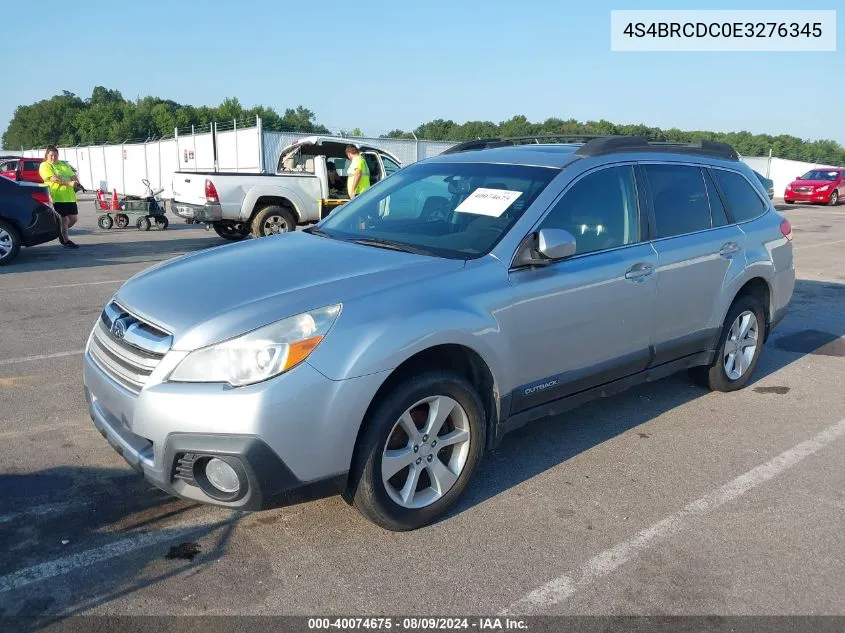 2014 Subaru Outback 2.5I Premium VIN: 4S4BRCDC0E3276345 Lot: 40074675