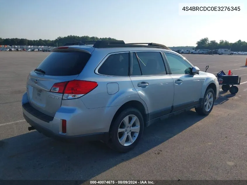 2014 Subaru Outback 2.5I Premium VIN: 4S4BRCDC0E3276345 Lot: 40074675