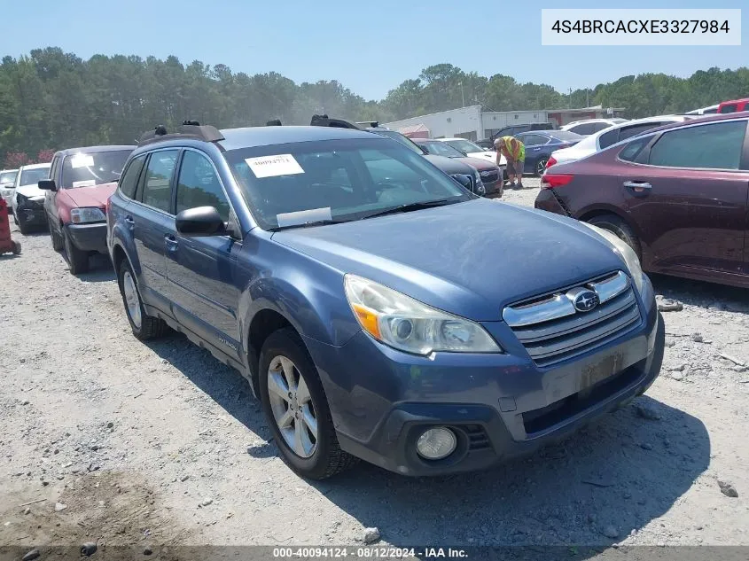 2014 Subaru Outback 2.5I VIN: 4S4BRCACXE3327984 Lot: 40094124