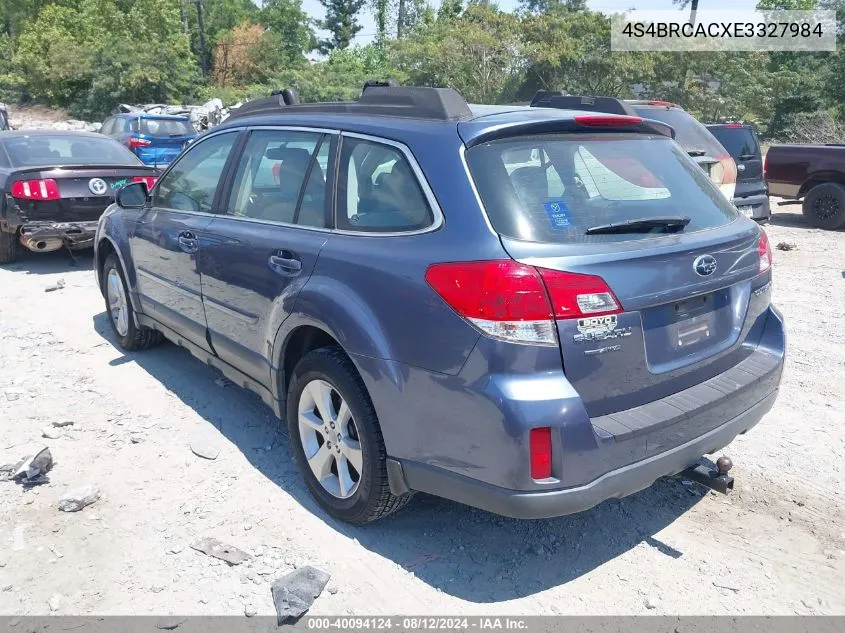 2014 Subaru Outback 2.5I VIN: 4S4BRCACXE3327984 Lot: 40094124