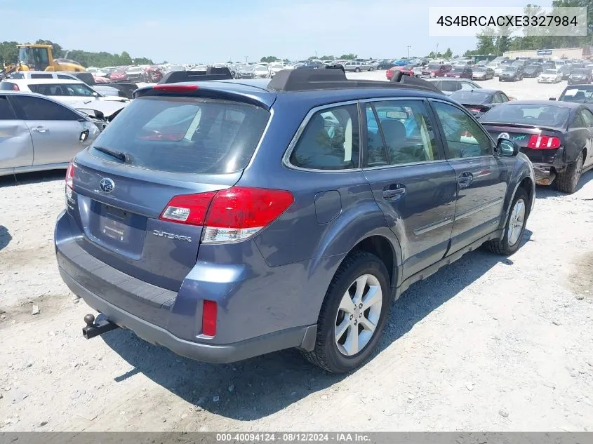 2014 Subaru Outback 2.5I VIN: 4S4BRCACXE3327984 Lot: 40094124