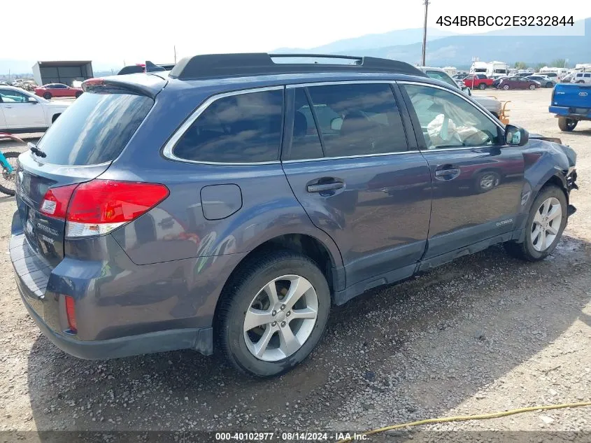 2014 Subaru Outback 2.5I Premium VIN: 4S4BRBCC2E3232844 Lot: 40102977