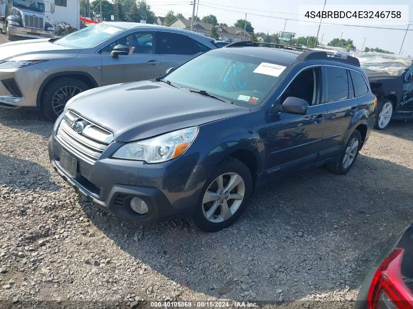 4S4BRBDC4E3246758 2014 Subaru Outback 2.5I Premium