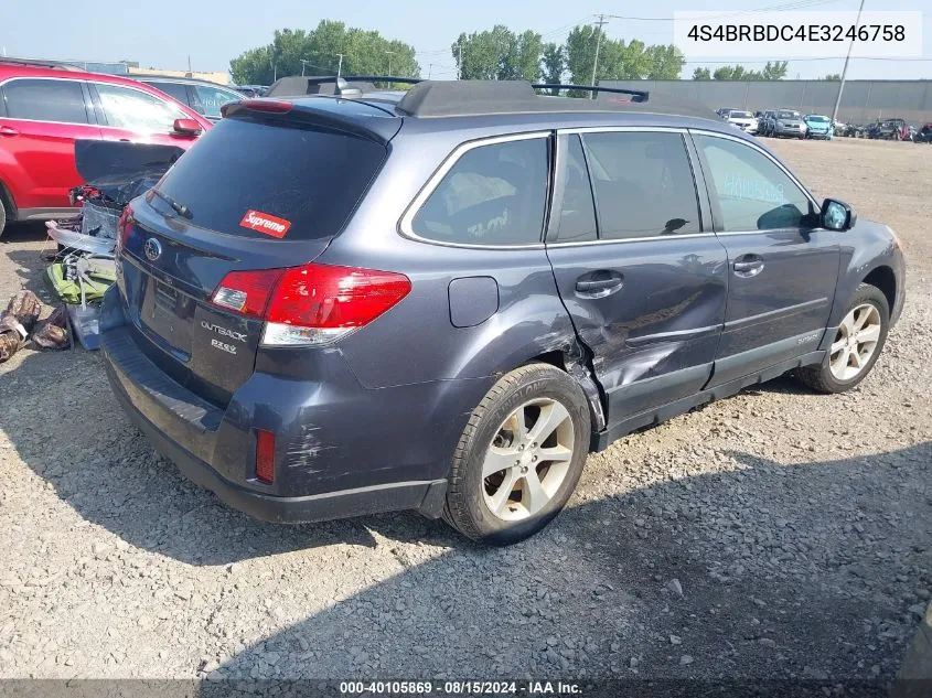 2014 Subaru Outback 2.5I Premium VIN: 4S4BRBDC4E3246758 Lot: 40105869