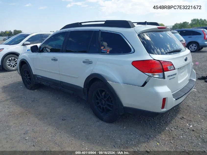 2014 Subaru Outback 2.5I Limited VIN: 4S4BRBPC7E3221672 Lot: 40118904