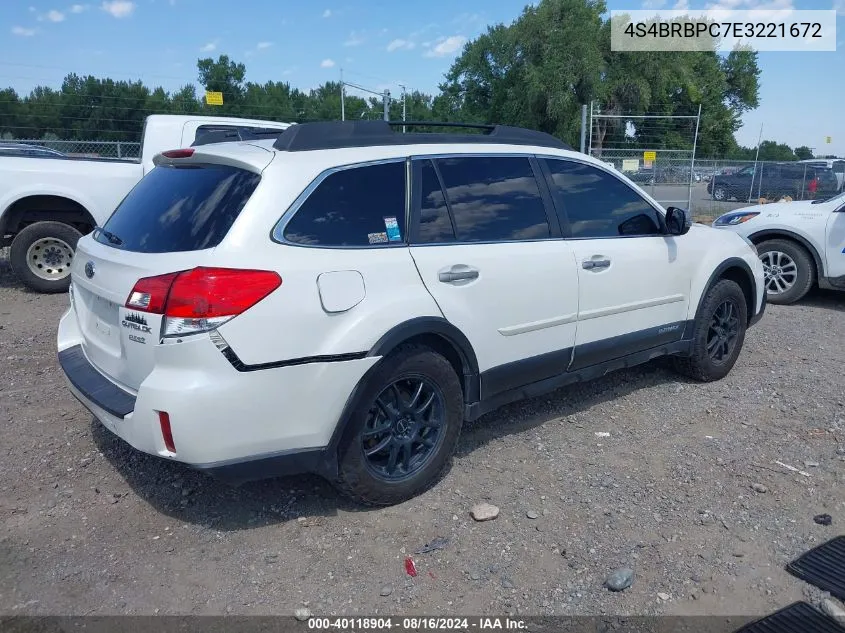 2014 Subaru Outback 2.5I Limited VIN: 4S4BRBPC7E3221672 Lot: 40118904