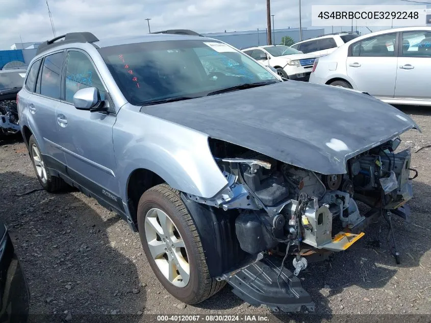 2014 Subaru Outback 2.5I Premium VIN: 4S4BRBCC0E3292248 Lot: 40120067