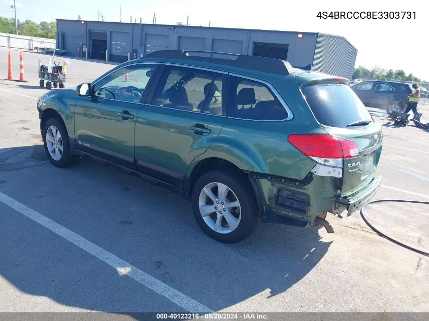 2014 Subaru Outback 2.5I Premium VIN: 4S4BRCCC8E3303731 Lot: 40123216