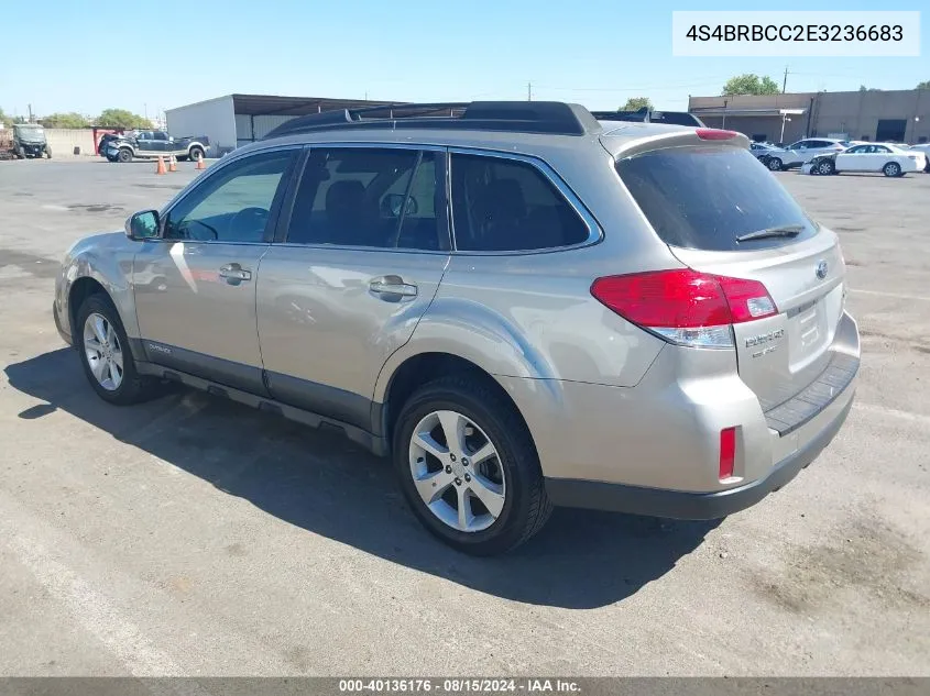 2014 Subaru Outback 2.5I Premium VIN: 4S4BRBCC2E3236683 Lot: 40136176