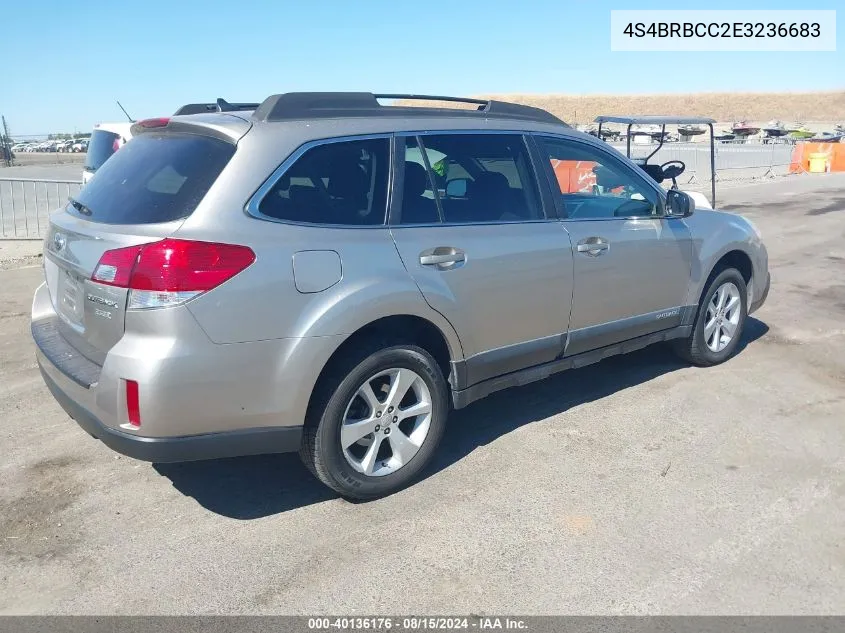 2014 Subaru Outback 2.5I Premium VIN: 4S4BRBCC2E3236683 Lot: 40136176