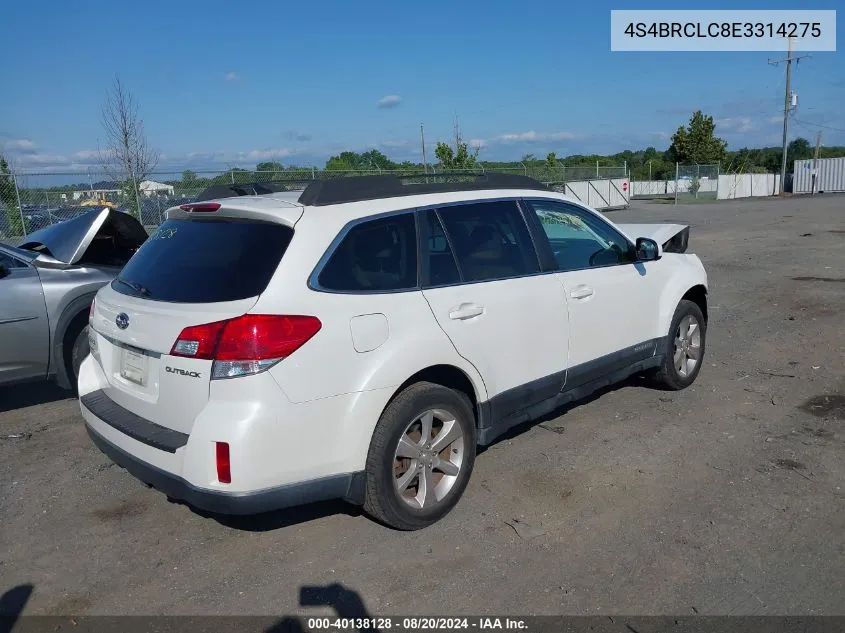 4S4BRCLC8E3314275 2014 Subaru Outback 2.5I Limited