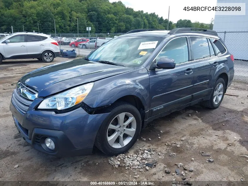 2014 Subaru Outback 2.5I Premium VIN: 4S4BRCFC4E3228098 Lot: 40168609