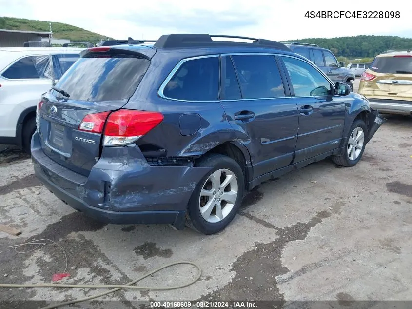 2014 Subaru Outback 2.5I Premium VIN: 4S4BRCFC4E3228098 Lot: 40168609