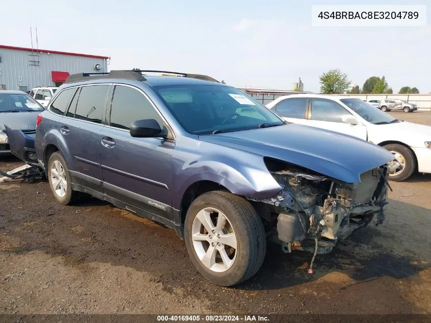 2014 Subaru Outback 2.5I VIN: 4S4BRBAC8E3204789 Lot: 40169405