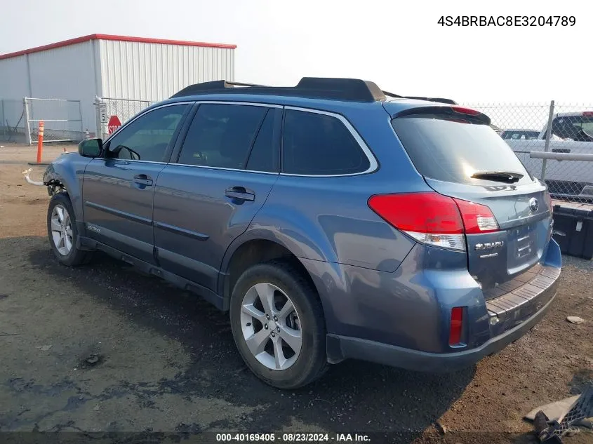 2014 Subaru Outback 2.5I VIN: 4S4BRBAC8E3204789 Lot: 40169405