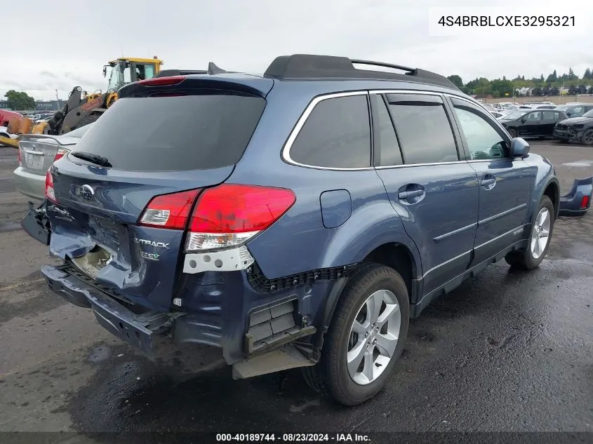 2014 Subaru Outback 2.5I Limited VIN: 4S4BRBLCXE3295321 Lot: 40189744